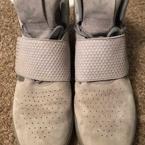 Adidas gray tubular strap shoes